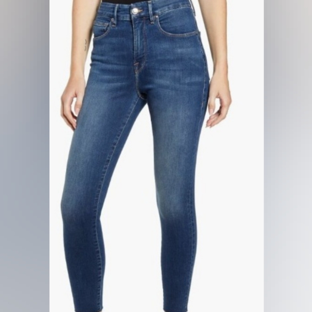 Good American 98% organic Cotton High Waist Raw Hem Skinny Jeans - Size 8